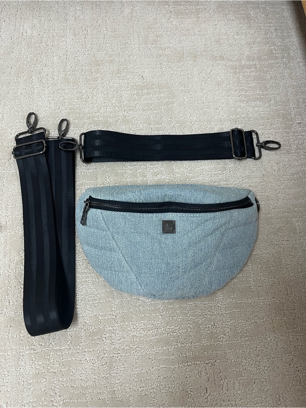 Think Royln Quilted Light Blue denim bum bag/crossbody